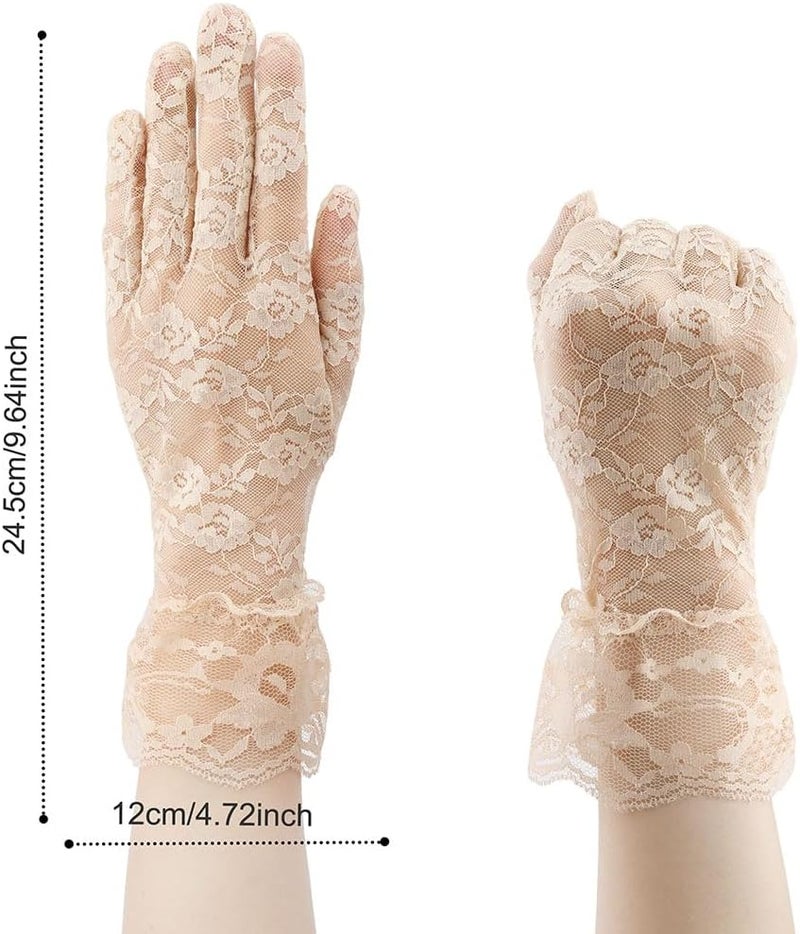 anpiwshjo Lace Gloves for Wedding Tea Party, Evening Gloves for Women - Image 2